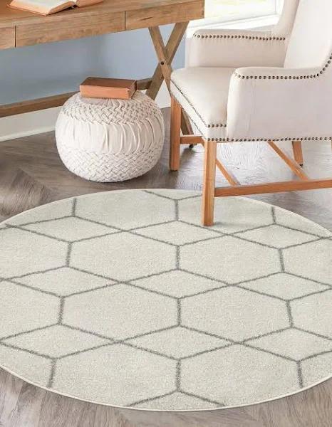 Trellis Frieze 305cm x 305cm Round Ivory Area Rug