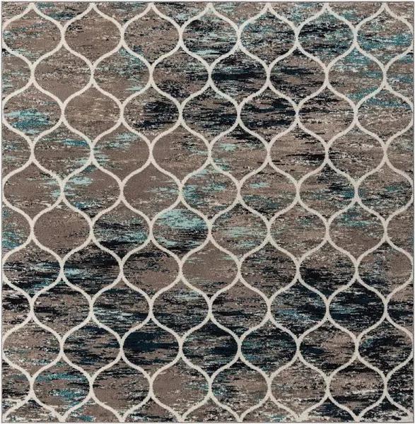 Trellis Frieze 305cm x 305cm Square Blue Multi Blue Abstract, Geometric Area Rug