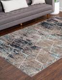 Trellis Frieze 62cm x 95cm Blue Multi Blue Geometric Accent Rug