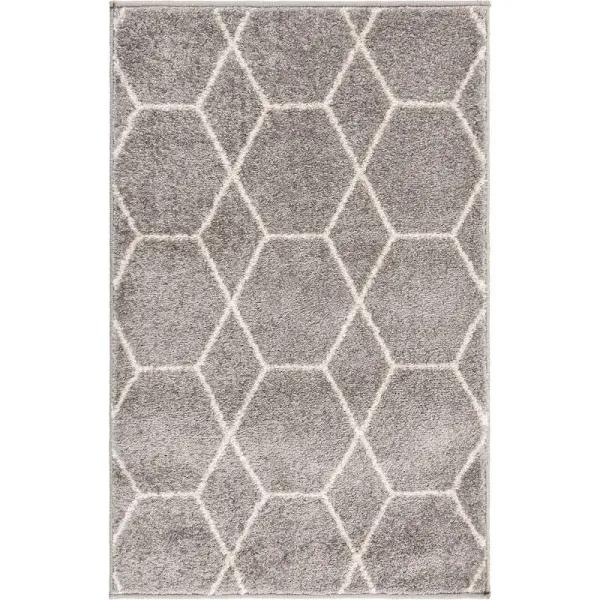 Trellis Frieze 65cm x 95cm Light Gray Gray Geometric Accent Rug