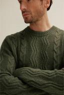 Trenery Cable Knit Crew Pullover in Dark Green XL Dark Green AU501687