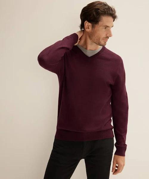 Trenery Classic Merino V Neck in Burgundy XL Burgundy AU501094