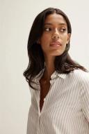 Trenery Cotton Modal Stripe Longline Shirt in Camel Large Camel AU523036