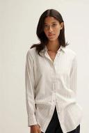 Trenery Cotton Modal Stripe Longline Shirt in Camel XX-Small Camel AU523032