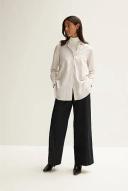 Trenery Cotton Modal Stripe Longline Shirt in Camel XX-Small Camel AU523032