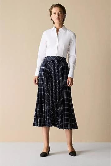 Trenery Geo Chain Pleated Midi Skirt in Night Sky 14 Night Sky AU581923