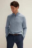 Trenery Men Merino Half Zip Blue XS 100% Extrafine Merino Wool