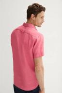 Trenery Men Regular Fit Delave Linen Short Sleeve Shirt Pink XS 100% French Linen