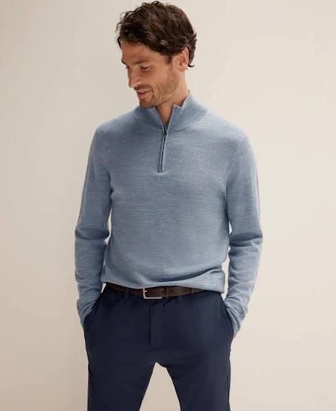 Trenery Merino Half Zip in Chambray Blue Large Chambray Blue AU501275