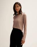 Trenery Merino Marle Long Sleeve T-Shirt in Taupe Medium Taupe AU522970