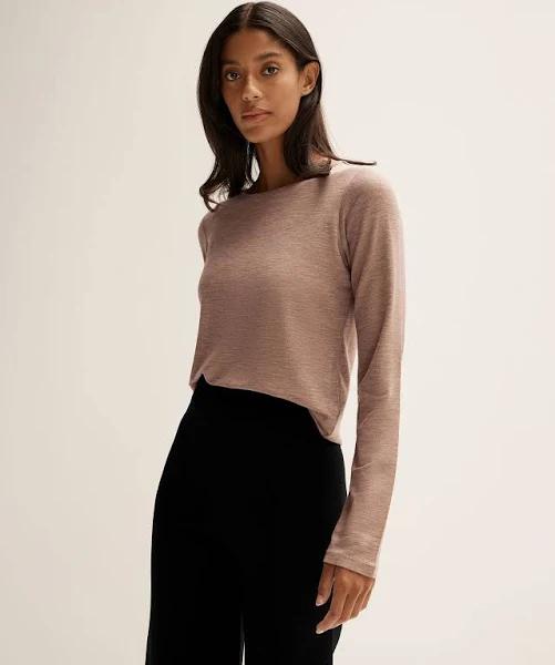 Trenery Merino Marle Long Sleeve T-Shirt in Taupe Medium Taupe AU522970