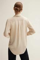 Trenery Women Silk Puppytooth Shirt Oatmeal Brown 2XL 100% Silk