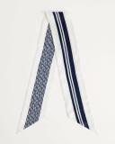 Trenery Women Silk Stripe Bandeau Scarf Dark Blue 100% Silk