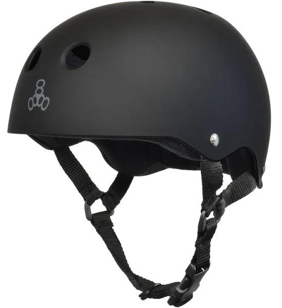 Triple Eight Sweatsaver Liner Skateboarding Helmet All Black Rubber X-Large