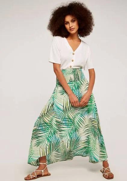 Tropical Leaf Wrap Skirt