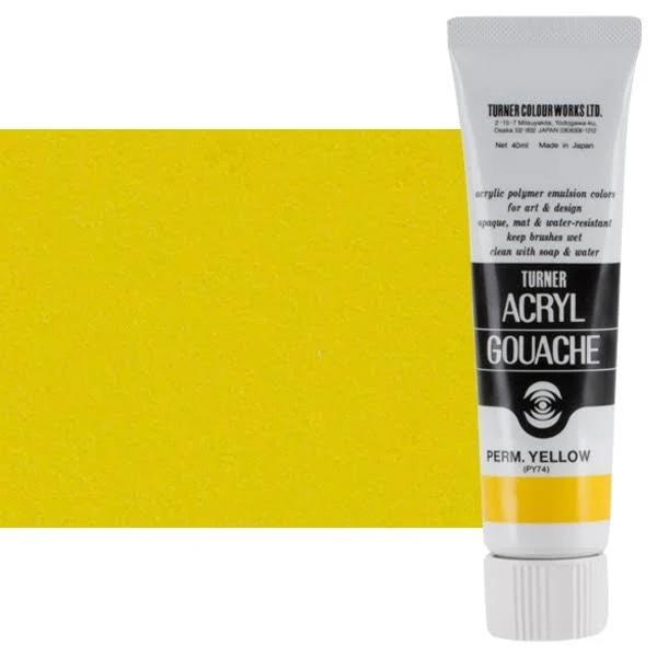 Turner : Acrylic Gouache Paint : 40ml : Permanent Yellow 11