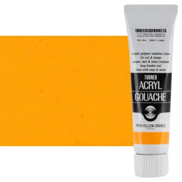 Turner : Acrylic Gouache Paint : 40ml : Permanent Yellow Orange 13