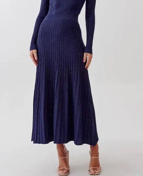 Tussah - Women's Navy Midi Skirts - Lydia Knit Skirt - Size 6 at The Iconic