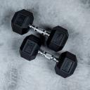 TWL - Rubber Hex Dumbbell - Pair - Black 10kg