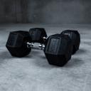 TWL - Rubber Hex Dumbbell - Pair - Black 10kg