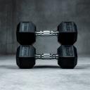TWL - Rubber Hex Dumbbell - Pair - Black 30kg