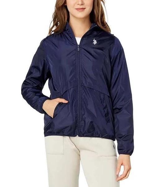 U.S. Polo ASSN. Women's Windbreaker and Shell Jacket Evening Blue Zip-Up Windbreaker M