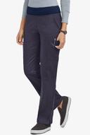UA Butter-Soft Stretch Knit Waistband Petite Yoga Scrub Pant - S - Indigo Denim w/ Navy