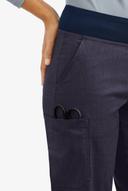UA Butter-Soft Stretch Knit Waistband Petite Yoga Scrub Pant - S - Indigo Denim w/ Navy