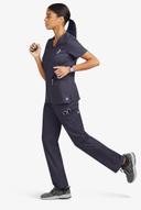 UA Butter-Soft Stretch Knit Waistband Petite Yoga Scrub Pant - S - Indigo Denim w/ Navy