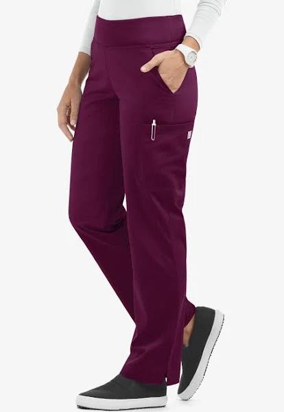 UA Butter-Soft Stretch Knit Waistband Petite Yoga Scrub Pant - XS - Wine