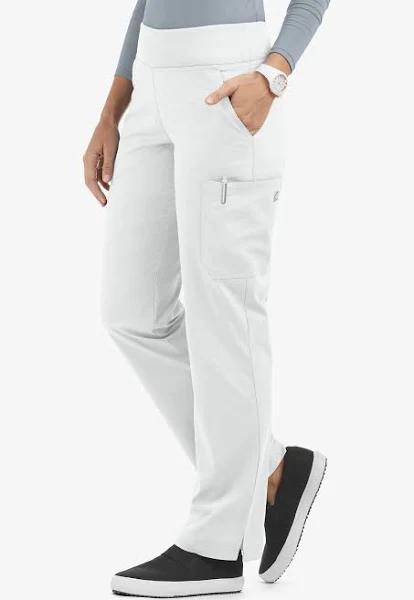 UA Butter-Soft Stretch Knit Waistband Yoga Scrub Pants - 2x - White