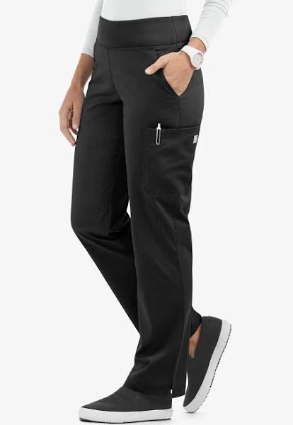 UA Butter-Soft Stretch Knit Waistband Yoga Scrub Pants - XXS - Black