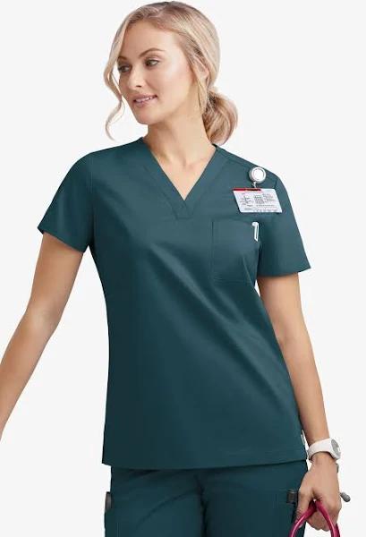 UA Butter-Soft Stretch One Pocket Scrub Top - 2x - Caribbean Blue