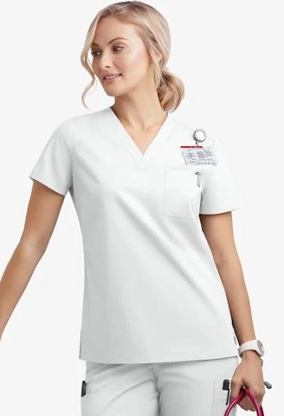 UA Butter-Soft Stretch One Pocket Scrub Top - 2x - White