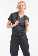 UA Butter-Soft Stretch One Pocket Scrub Top - 4x - Heather Charcoal