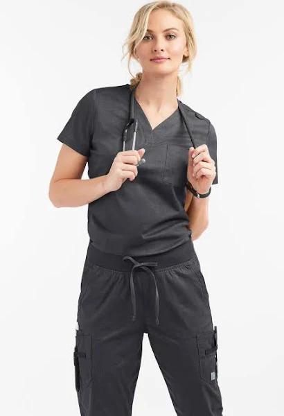 UA Butter-Soft Stretch One Pocket Scrub Top - 4x - Heather Charcoal