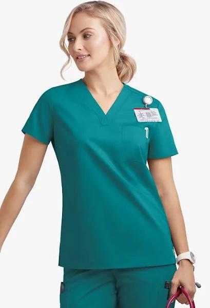 UA Butter-Soft Stretch One Pocket Scrub Top - L - Teal