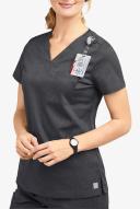 UA Butter-Soft Stretch One Pocket Scrub Top - M - Heather Charcoal