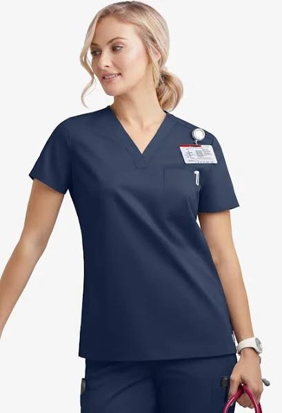 UA Butter-Soft Stretch One Pocket Scrub Top - M - Navy