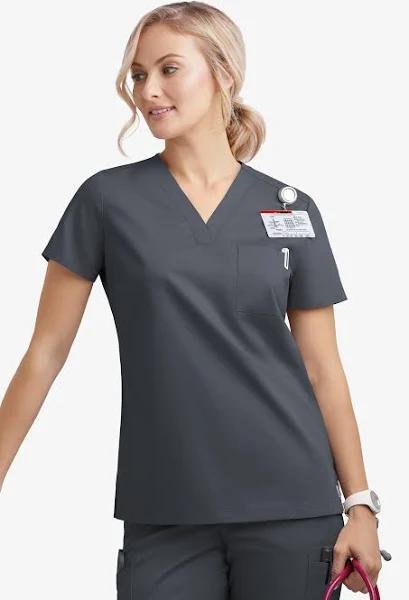 UA Butter-Soft Stretch One Pocket Scrub Top - XL - Pewter