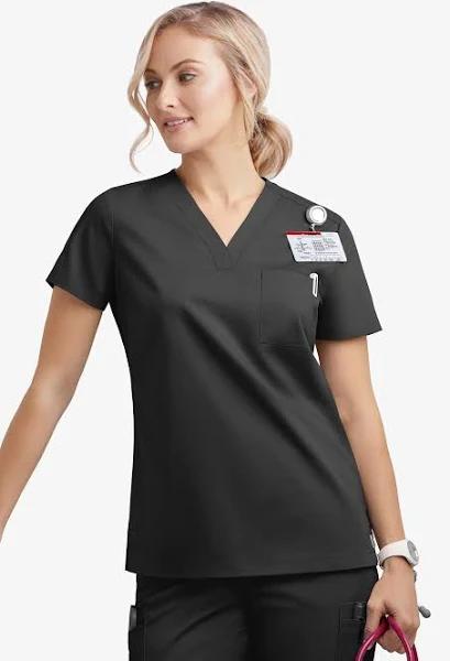 UA Butter-Soft Stretch One Pocket Scrub Top - XS - Black