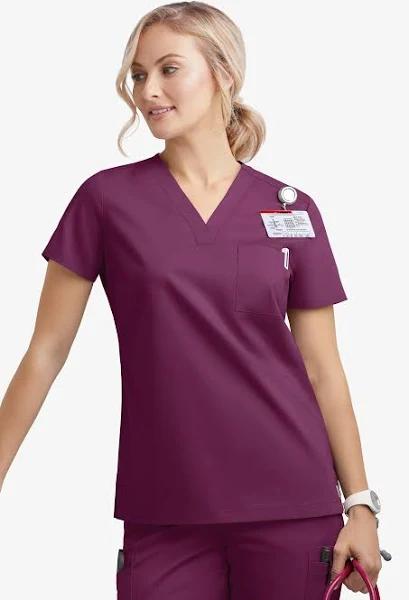 UA Butter-Soft Stretch Single Pocket Scrub Top - 4x - Wine
