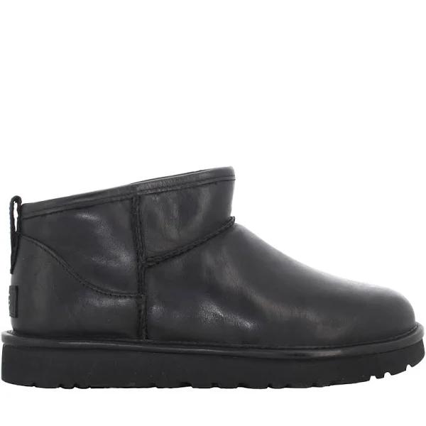 UGG Women's Classic Ultra Mini Leather Boots - Black - UK 3