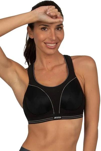 Ultimate Run Sports Bra, Black/Silver / 8F by Shock Absorber