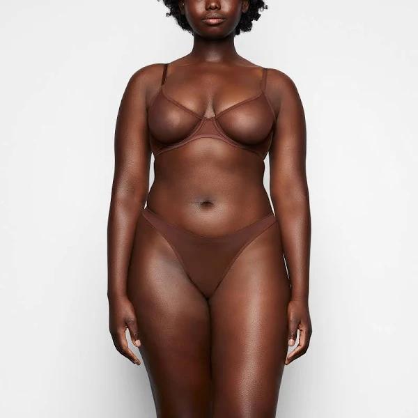 Ultra Fine Mesh Underwire Scoop Bra | Mahogany