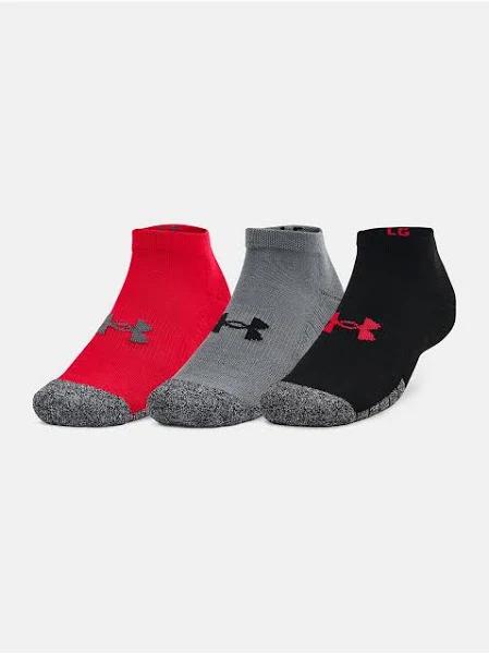 Under Armour Adult HeatGear Lo Cut Socks 3-Pack Red / Pitch Grey / Black-Medium