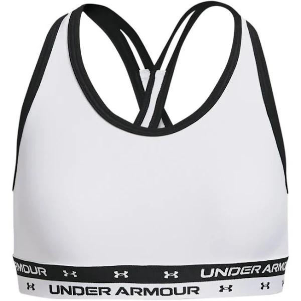 Under Armour Girls HeatGear Crossback Sports Bra White/Black S S