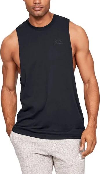 Under Armour Men's Sportstyle Left Chest Cut-Off Tank Black LG