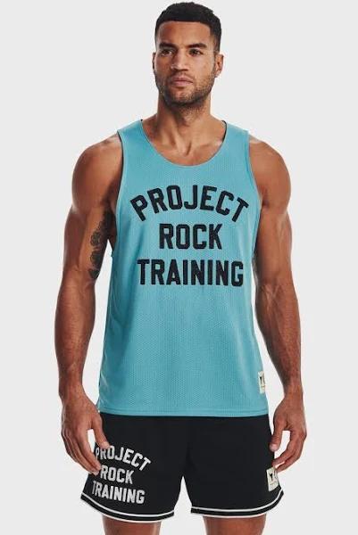 Under Armour Project Rock Mens Mesh Tank Blue S