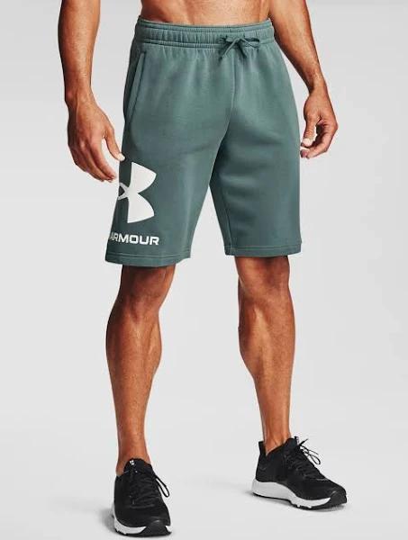 Under Armour Rival Fleece Big Logo Shorts Navy Blue White - M